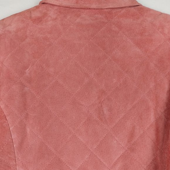 Jerry Lewis 100% Genuine Leathar Jacket Women's Quilted Pink Suede Sz Med - Picture 7 of 16